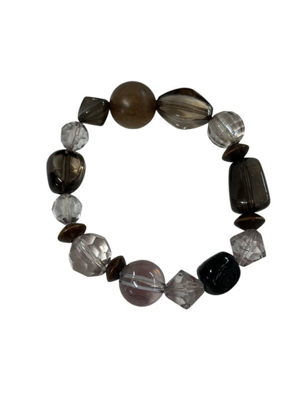 Acrylic Beaded Stretch Bracelet Clear Black Brown