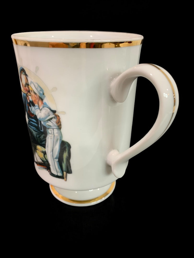 1981 Norman Rockwell Porcelain Pedestal Mug "Ship Ahoy" The Danbury Mint