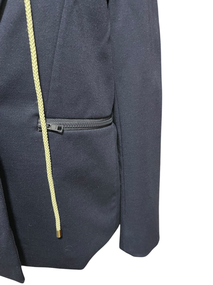 Small Central Park West Womens Detachable Hood Layer Jacket Blazer Navy