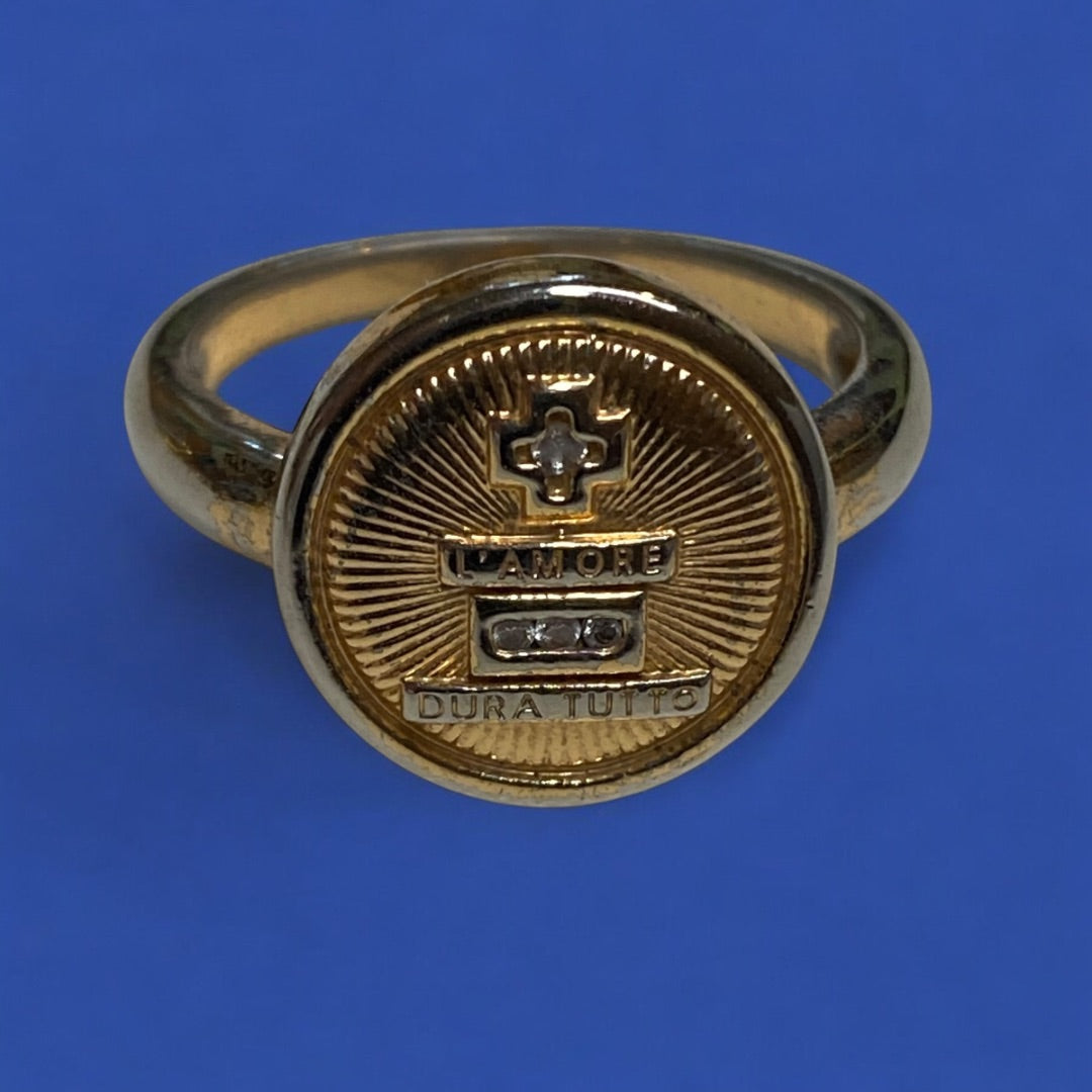 Size 8 L'Amore Duro Tutto Womens Gold Plated Ring 14mm Joy Dravecky