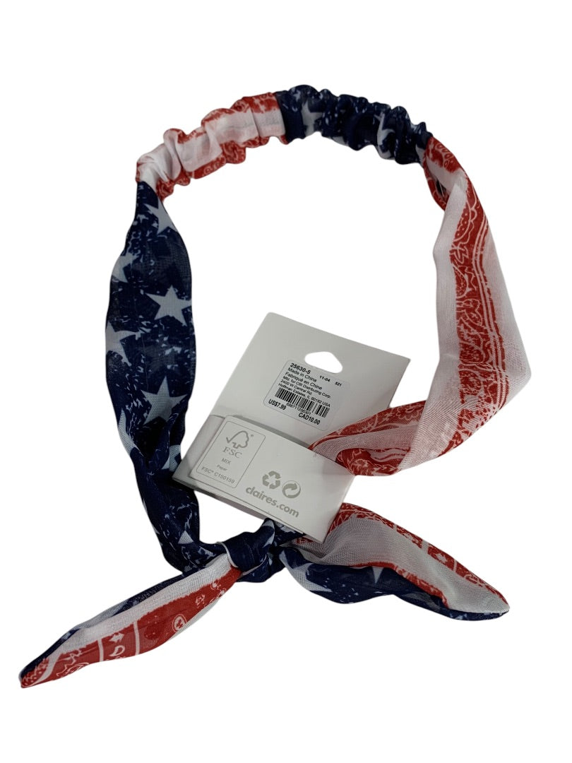 Claires New Hair Fabric Headband Patriotic Stars Stripes USA