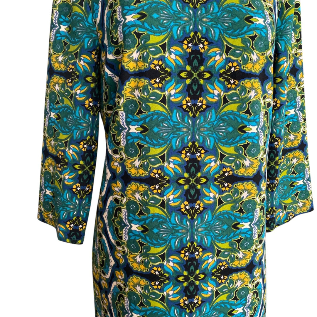 Size 12 London Times Retro Paisley Print Stretch Dress 3/4 Sleeve