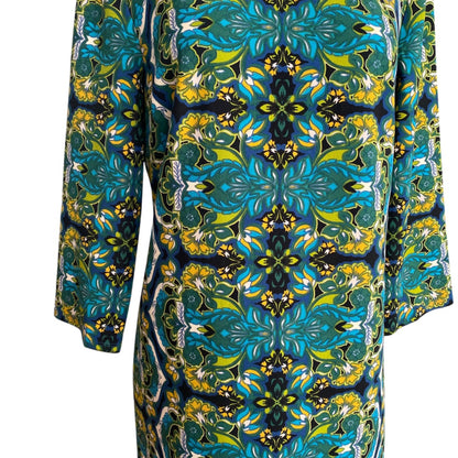 Size 12 London Times Retro Paisley Print Stretch Dress 3/4 Sleeve