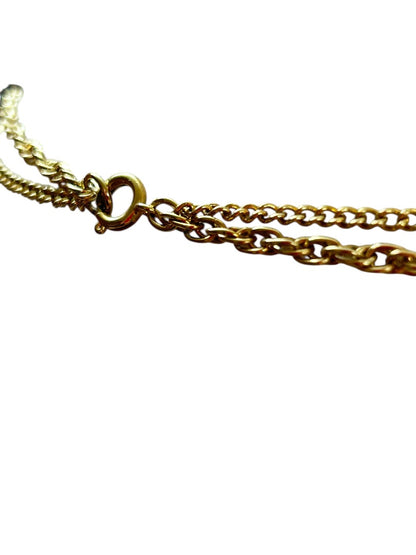 Double Strand Goldtone Locket Pendant Necklace 22 Inch Spring Clasp