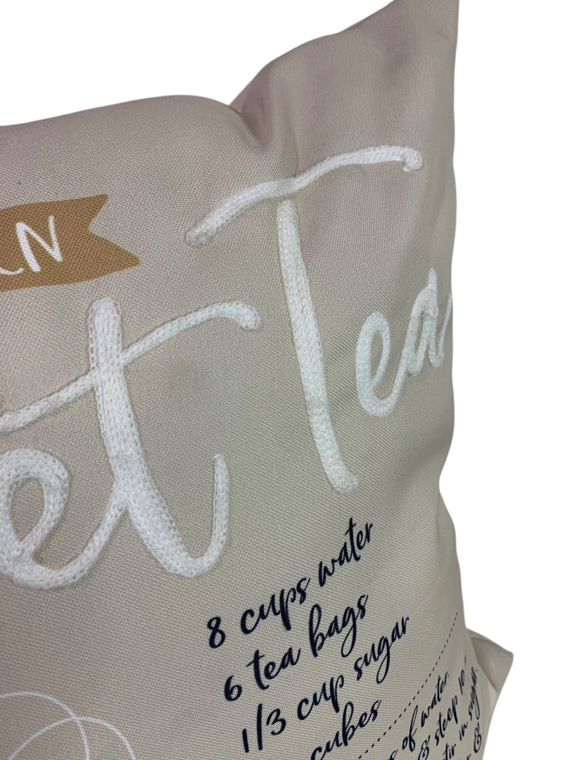Southern Sweet Tea Throw Pillow Indoor Outdoor 18 Inch Square