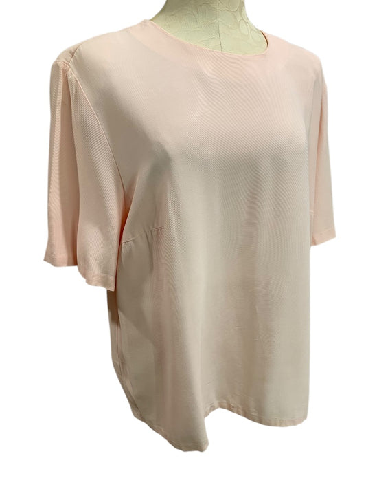 22W Ms Russ Womens 1980s Pink Blouse Shirt Short Sleeve Pullover