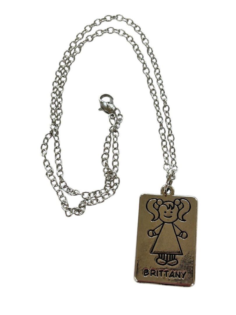 Silvertone Pendant Necklace Brittany Little Girl 18 Inch Lobster Clasp