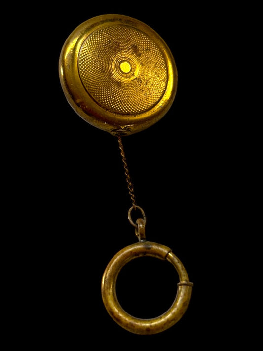Vintage Estate Jewelry Goldtone Brass Retractable Chain Watch Fob Clip