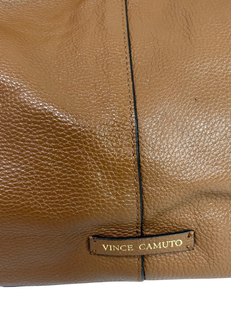 Vince Camuto Rayna Shoulder Bag Dark Rum Pebbled Leather Goldtone Hardware