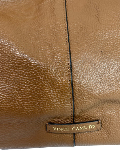 Vince Camuto Rayna Shoulder Bag Dark Rum Pebbled Leather Goldtone Hardware