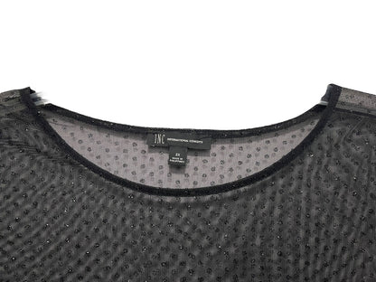 3X INC Womens Shirt Sheer Long Sleeve Glitter Shimmer Polka Dots