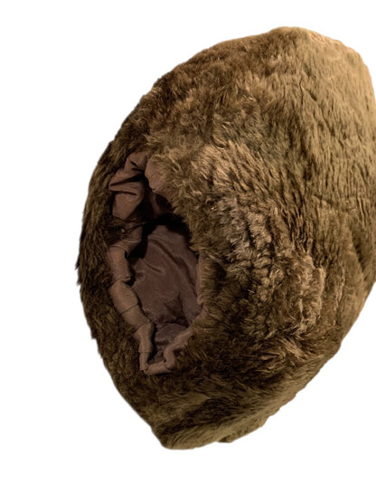 1960s Faux Fur Muff Warm Winter Vintage Hand Warmer Brown 12 Inch