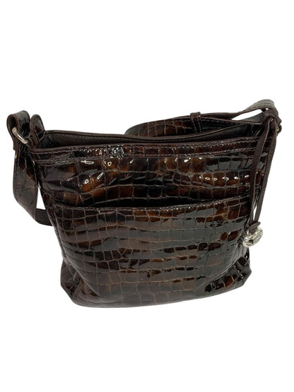Brighton Cher Front Wallet Organizer Patent Leather Brown Crossbody Bag