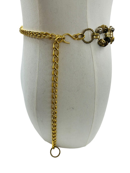 Mixed Metal Belt Beaded Goldtone Adjustable to 40" Hook