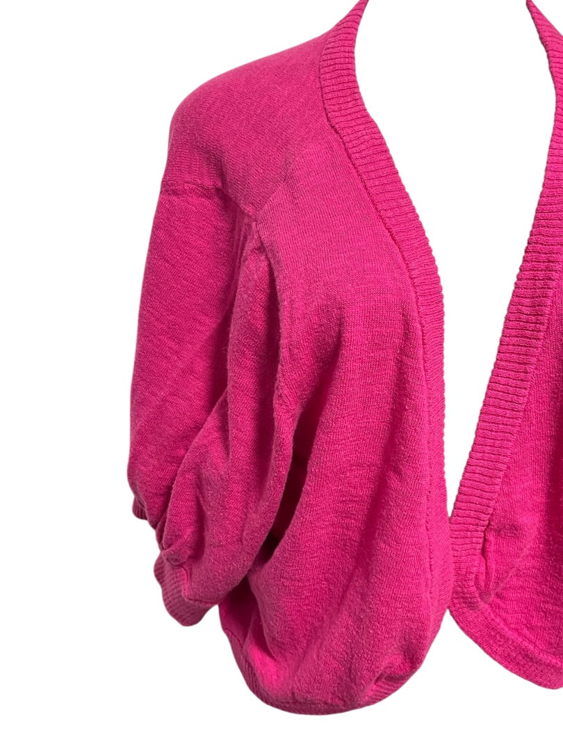 22/24 Lane Bryant Womens Hot Pink Crop Open Cardigan Sweater