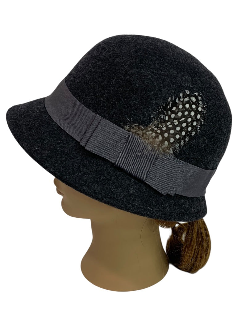 One Size Angela & William Womens Wool Cloche Hat Charcoal Gray