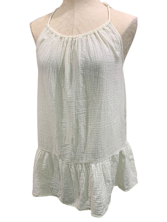 Small Xhilaration Womens Tunic Gauzy Cotton Tunic Shirt Ruffle Hem Ivory