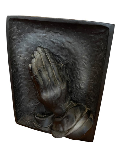Praying Hands Dimensional Plaster Wall Hanging Plaque 10.5" x 8" x 1.5"