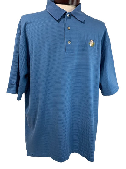 XL Ben Hogan Mens Golf Polo Shirt Blue Texture Stripe Short Sleeve