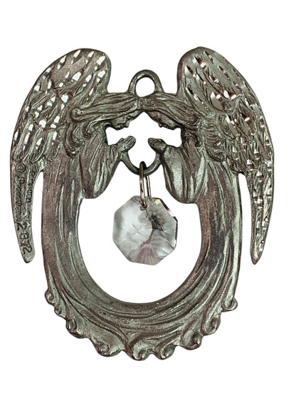 Spoontiques Pewter Twin Angels Ornament Crystal 2.5" #2372 Suncatcher