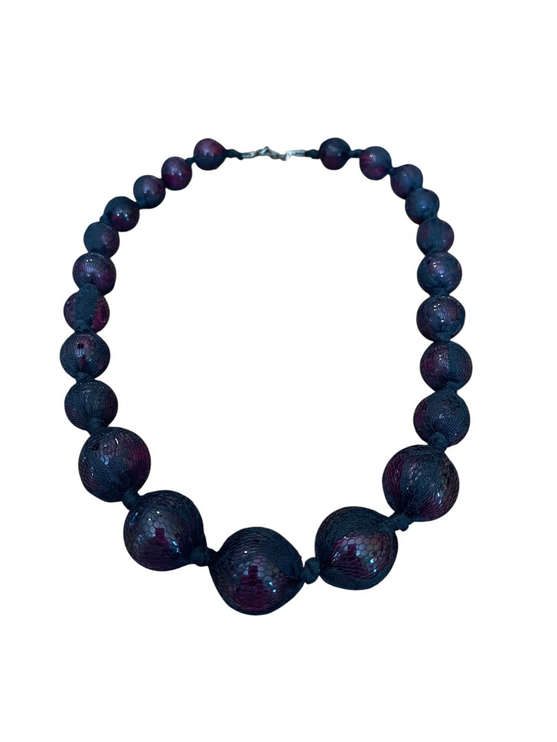 Express Black Netted Graduated Purple Sphere 28 Inch Necklace