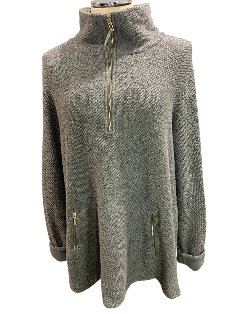 XL Soft Surroundings Womens Westport 1/4 Zip Pullover Sweater Gray