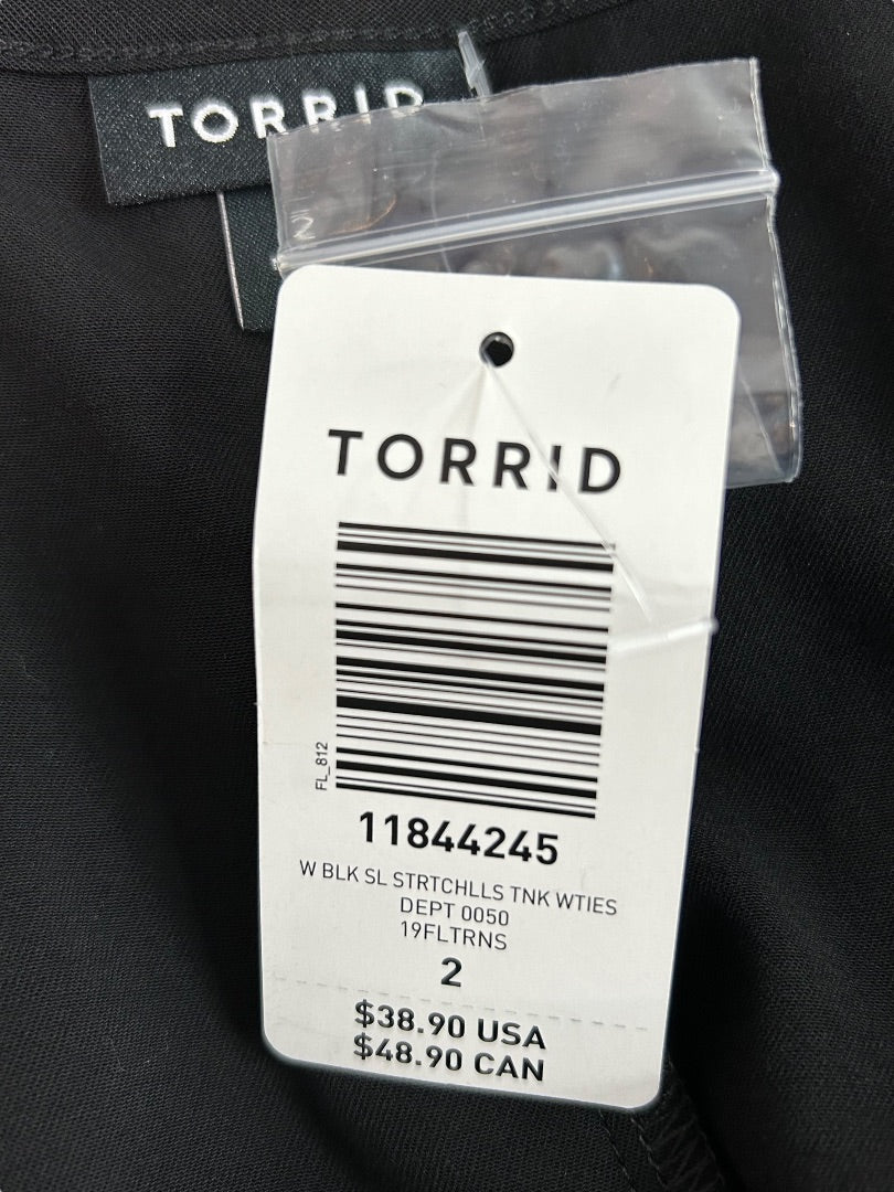 2X Torrid Womens Black New Sleeveless Blouse Cinch Back Waist Adjustable