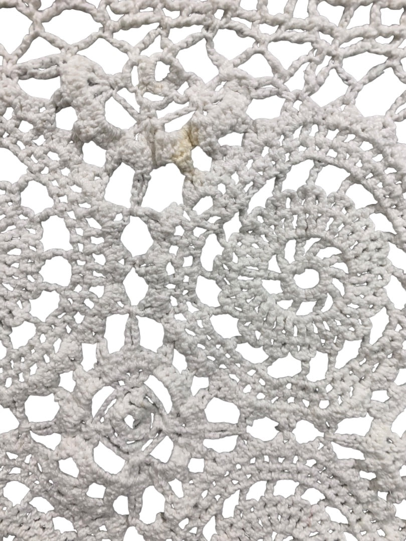 White Crochet Handmade Tablecloth Table Linen 35 Inches Square
