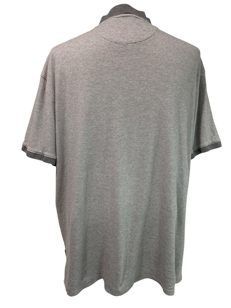 XXL Calvin Klein Mens New Gray Stripe Golf Polo Shirt Liquid Touch