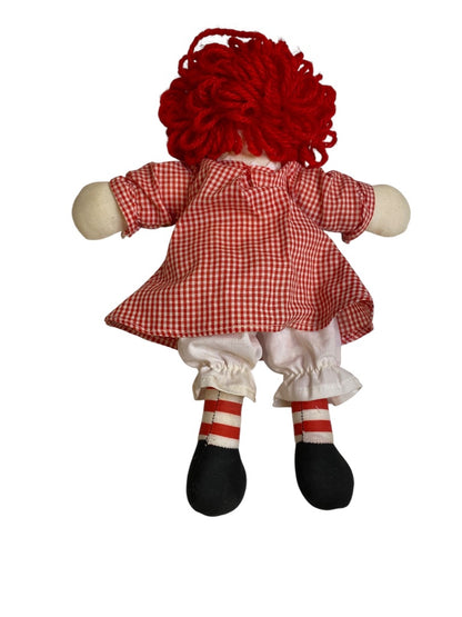 Vintage Raggedy Ann Rag Doll 12 Inch Handmade Red Gingham