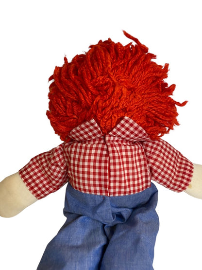 Vintage Handmade Raggedy Andy Rag Doll 19" Embroidered Face