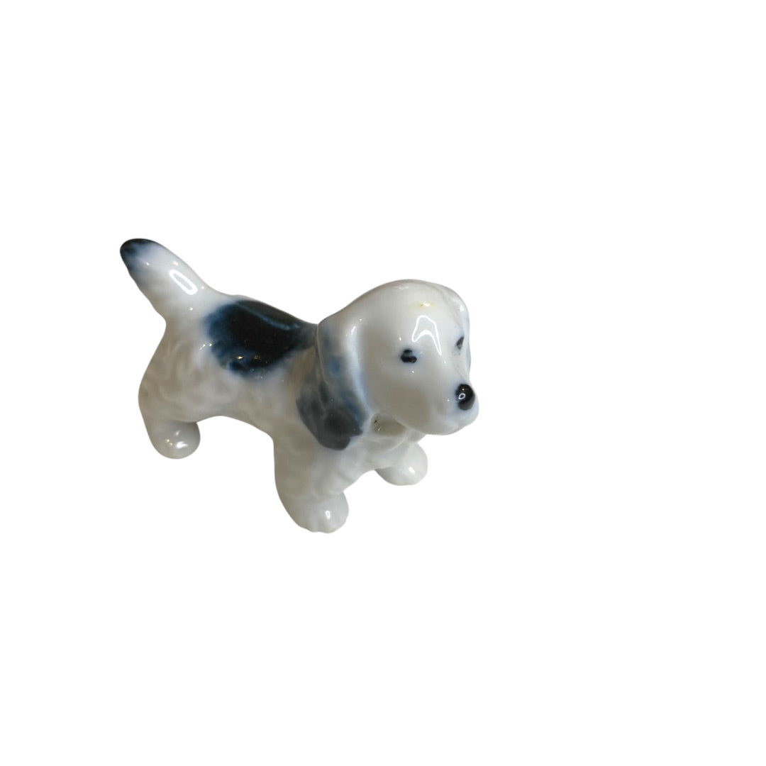 Vintage Japan 3.5" Dog Figurine English Spaniel Black White