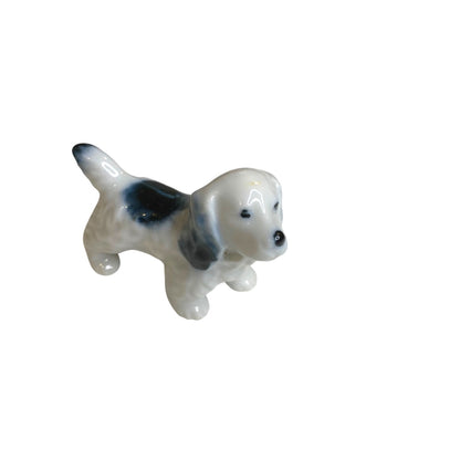 Vintage Japan 3.5" Dog Figurine English Spaniel Black White