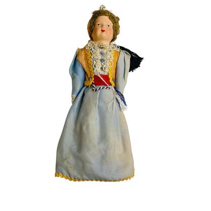 Vintage Folk Art Doll 1940s Woman Greek 9" Composite