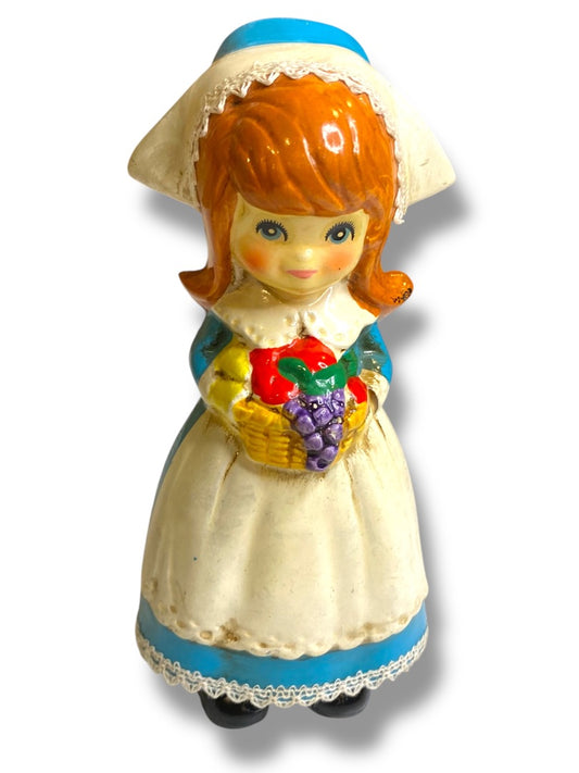 Vintage Napco Japan Papier Mache Pilgrim Girl Figurine M-8228 6"