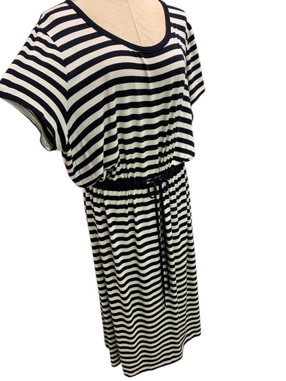 3X Michael Kors Womens Striped Soft Jersey Knit Maxi Dress Black White