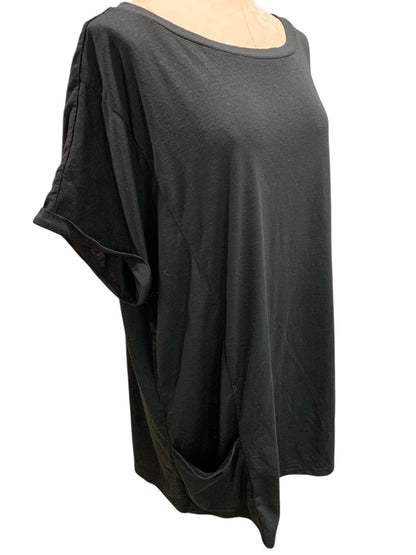 XXL Aimage Womens Black Tunic Tshirt Pockets Cuffed Sleeve