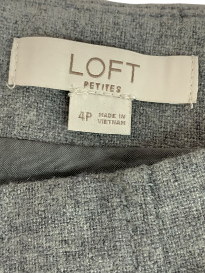 Size 4P Loft Petites Gray Lined A-Line Skirt Wool Blend