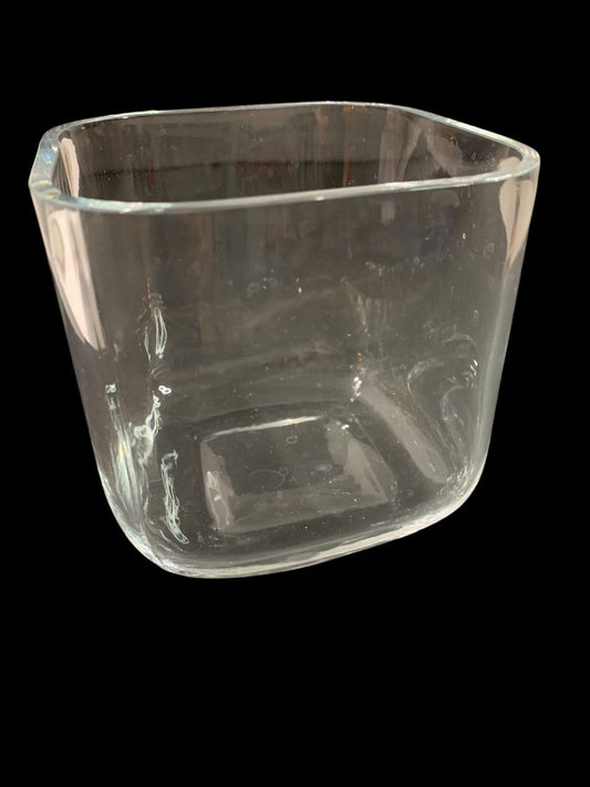 Crate & Barrel Clear Glass Vase 4.75" Cube