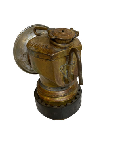 Vintage JustRite Carbide Miners Lamp Steampunk Brass with Grip Band