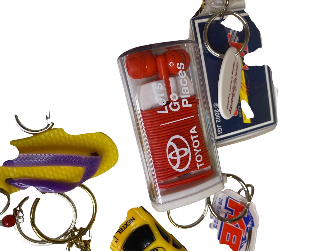 Set of 13 Key Rings Keychains Assorted Novelty Flip Flop Car Toyota