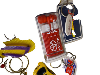 Set of 13 Key Rings Keychains Assorted Novelty Flip Flop Car Toyota