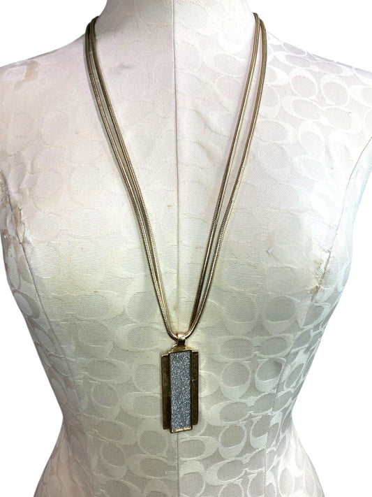 Chicos Goldtone Statement Necklace Dual Strand  Snake Chain 28-30"