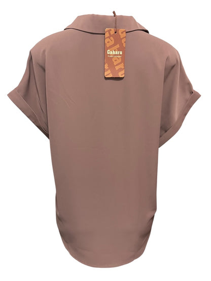 Large Gaharu Collared Cap Sleeve Womens Blouse New
