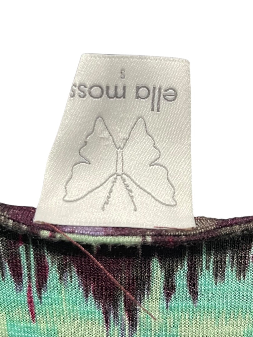 Small Ella Moss Cold Shoulder Flutter Sleeve Patterened Womens Top