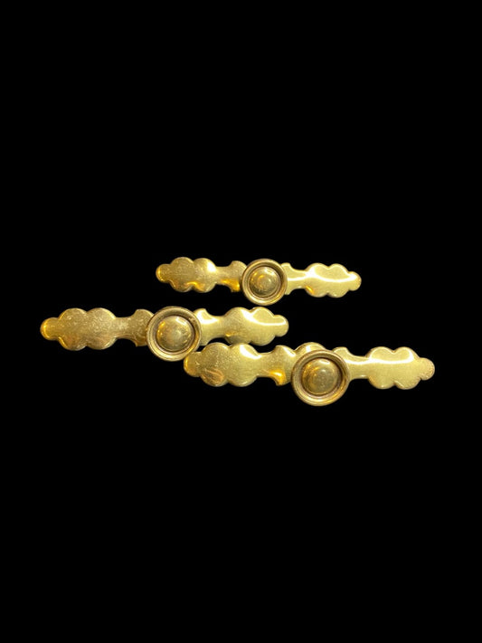 Set of 3 Vintage Drawer Pulls with Decorative Plate KBC N17814