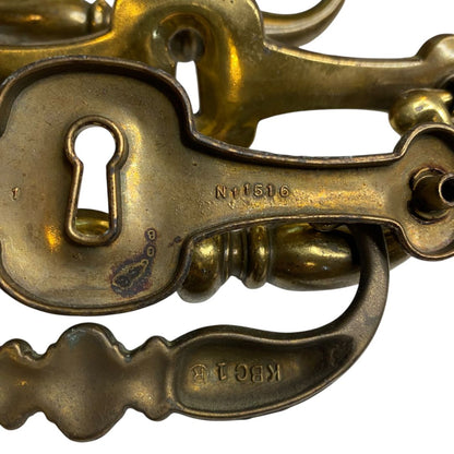 1970s Set of 4  Drawer Pulls 4.25" with 5" Plate Keeler Brass