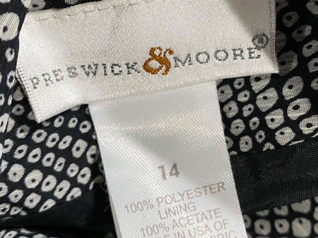 Size 14 Preswick & Moore A-Line Skirt Back Zip Lined Black White