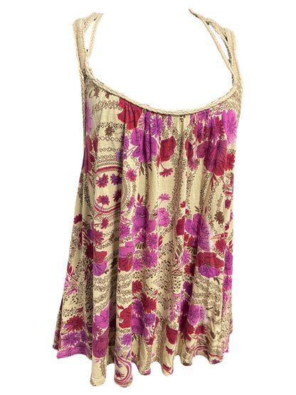 Small Free People Sleeveless Floral Tank with Braided Straps