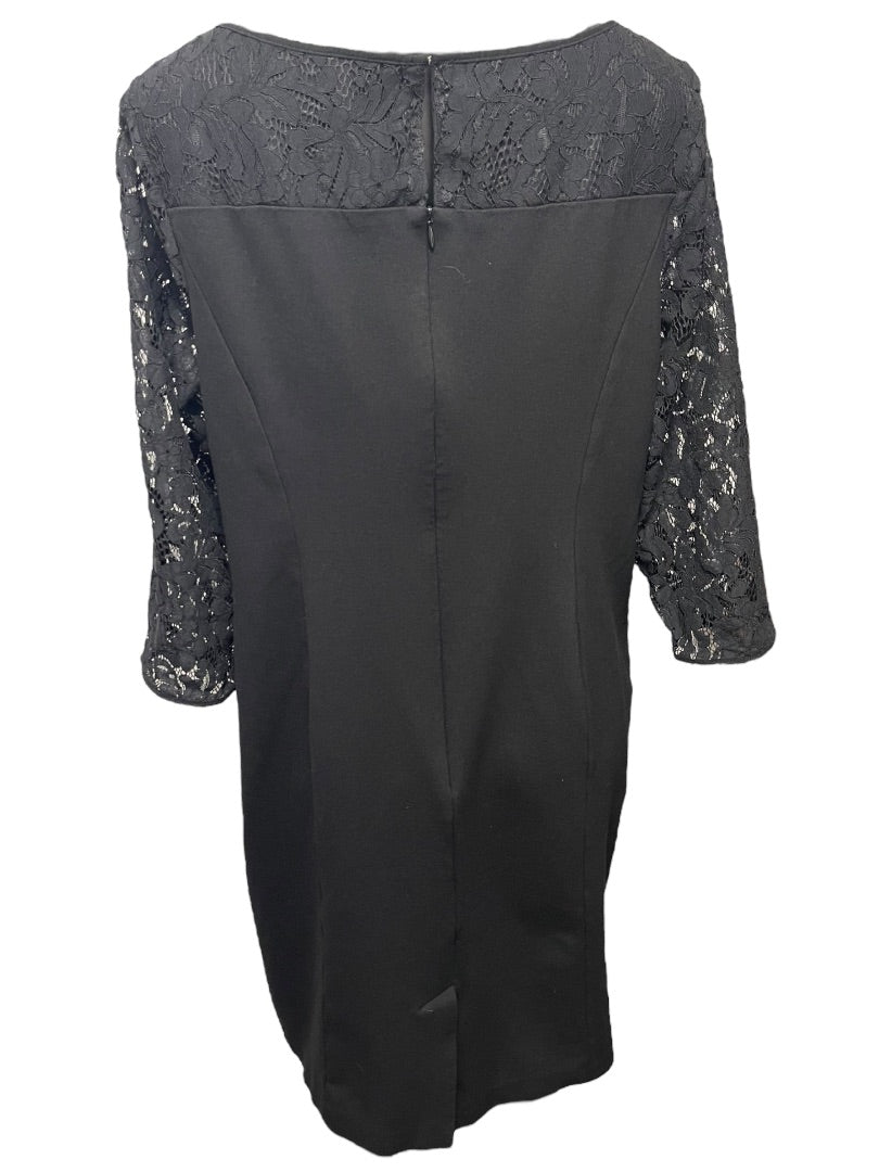 Size 16 Talbots Lace 3/4 Sleeve Back Zipper Dress Black